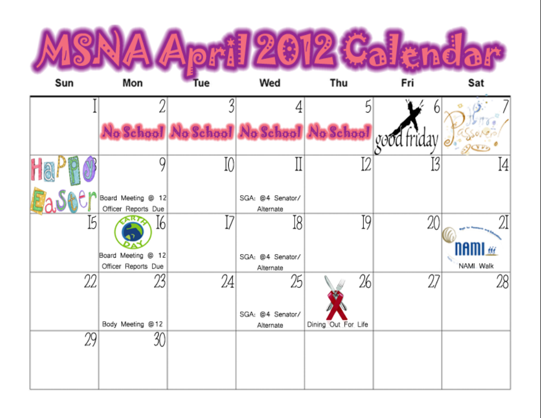 April Calendar