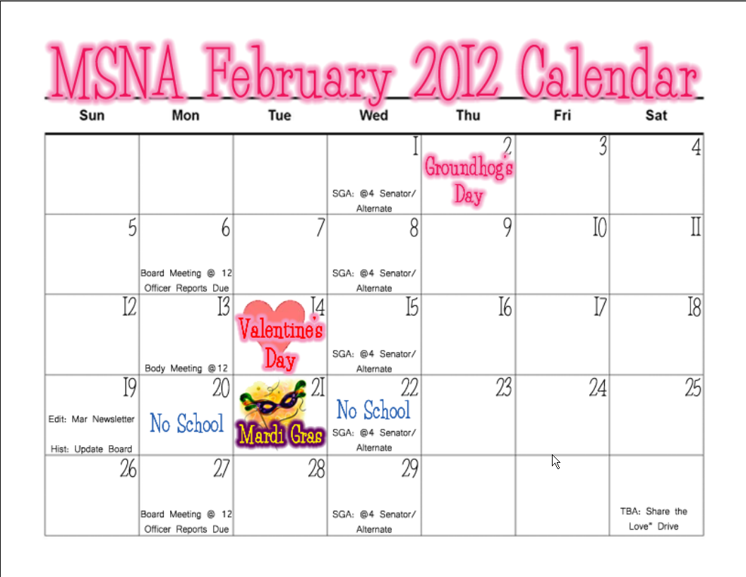 February Calendar