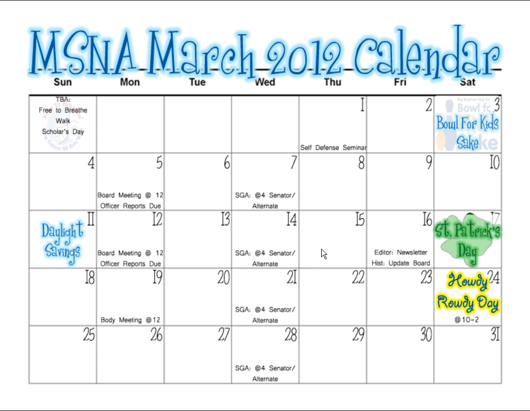 March Calendar